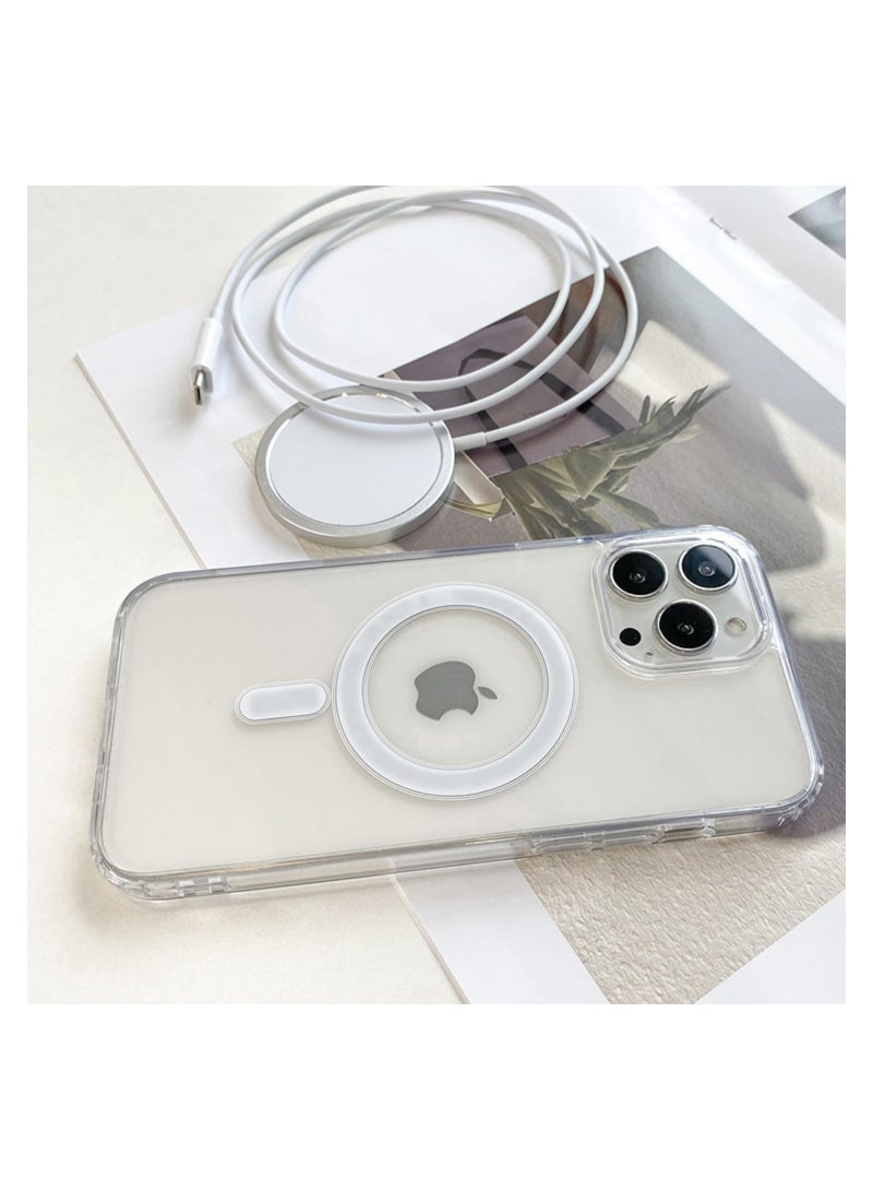 Clear Magnetic Case Compatible with iPhone 15 Pro with Wireless Charging, Soft Silicone TPU Bumper Cover, Thin Slim Fit Hard Back Shockproof Anti-Yellow Protective Case - Image 5