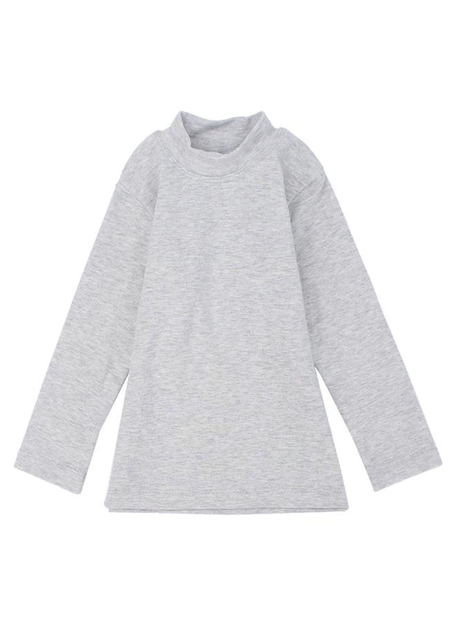 Our kids - LONG-SLEEVED GREY HALF-COLLAR T-SHIRT - Image 1
