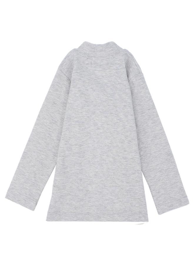 Our kids - LONG-SLEEVED GREY HALF-COLLAR T-SHIRT - Image 1