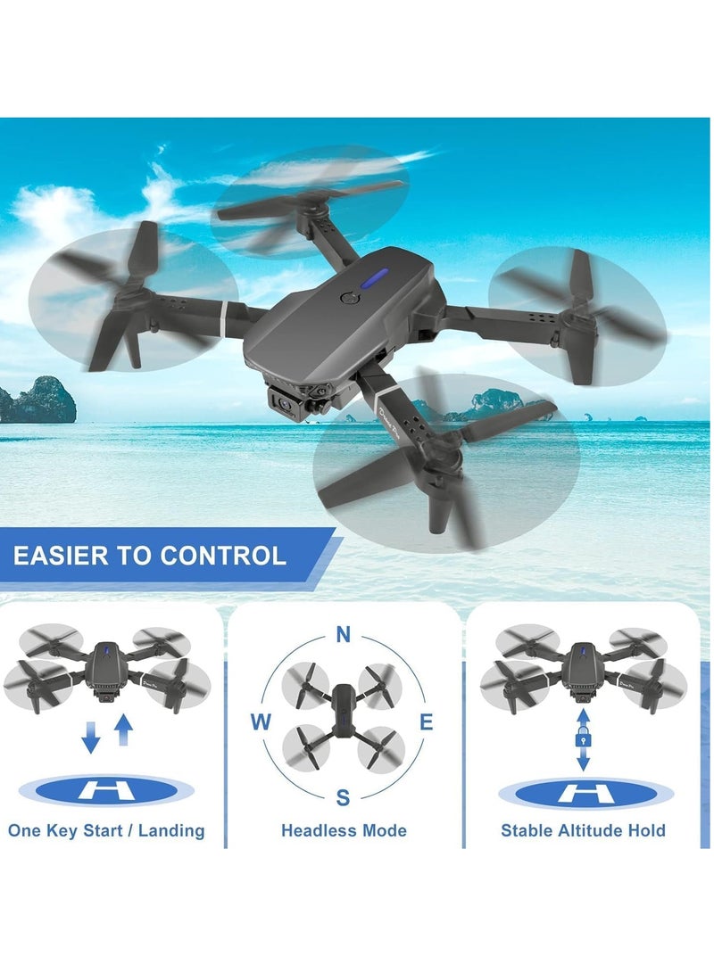 RaboS E88 Drone with 4K Camera WiFi FPV 1080P HD Dual Foldable RC Drone Altitude Hold Headless Mode Visual Positioning Auto Return App Control Multicolor Single Battery - Image 3