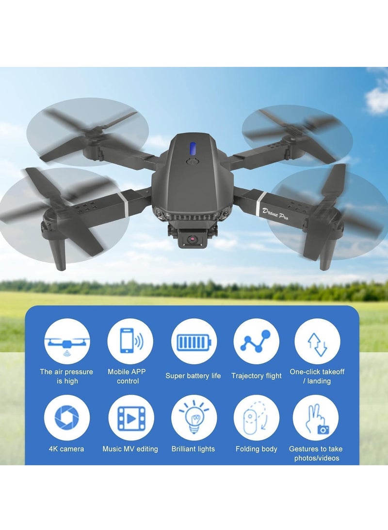 RaboS E88 Drone with 4K Camera WiFi FPV 1080P HD Dual Foldable RC Drone Altitude Hold Headless Mode Visual Positioning Auto Return App Control Multicolor Single Battery - Image 5
