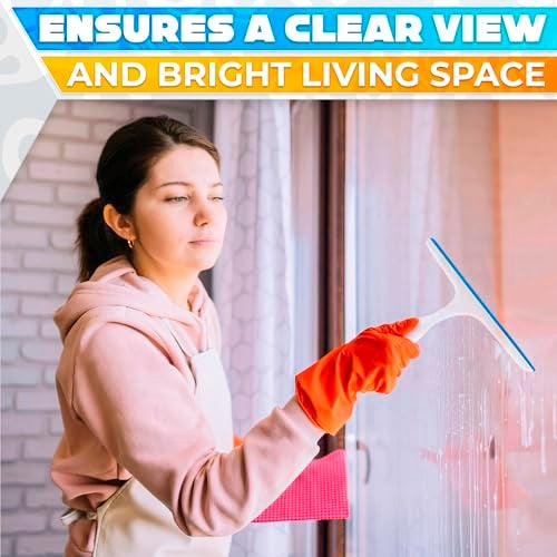 ALPENKOK 4Pcs 9.5” Hand Squeegee for Shower Glass - Durable Plastic Grip, Random Colors, Flexible Silicone Blade, Easy Hanging Hook, Lightweight Ergonomic Shower Squeegee for Glass Doors, Windows, and Tiles - Image 5