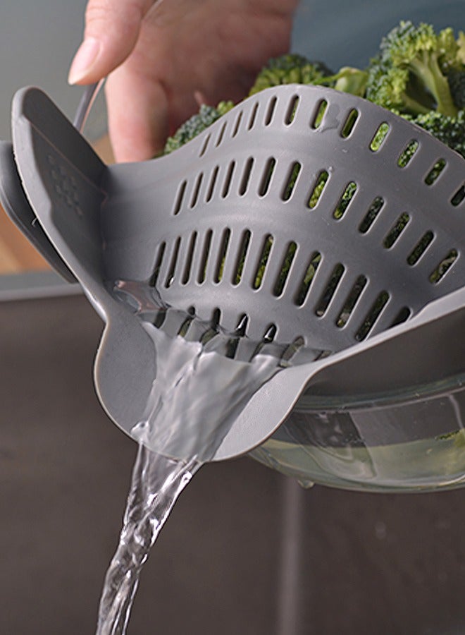 Generic Wide-mouth Silicone Drainer, Edge Drainage Clip for Pots – Anti-spill Strainer for Noodles, Vegetables, and Food – grey Color - Image 2
