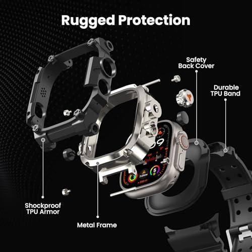 Delidigi Rugged Case with Band for Apple Watch Ultra 3/2/1 (49mm)-Military Grade Shockproof Protection, Lightweight Tactical Strap for Men-Includes Reinforced Metal Bumper Cover (No Screen Protector) - Image 3