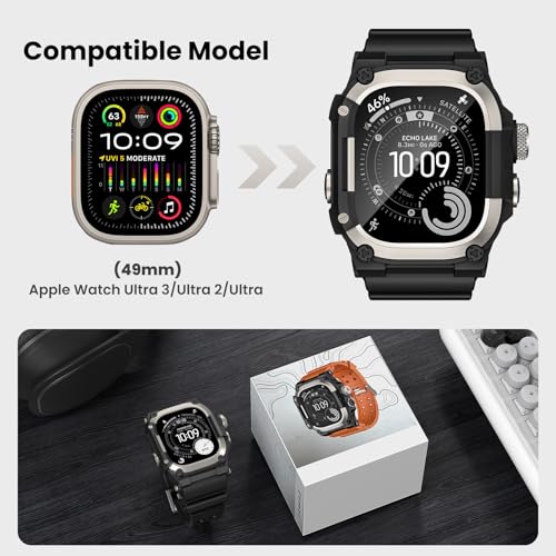 Delidigi Rugged Case with Band for Apple Watch Ultra 3/2/1 (49mm)-Military Grade Shockproof Protection, Lightweight Tactical Strap for Men-Includes Reinforced Metal Bumper Cover (No Screen Protector) - Image 2