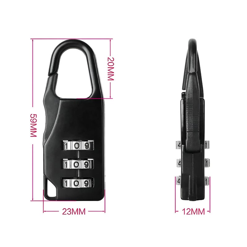 Mini Locks - A Set of Small Secure Combination Locks for Luggage and Backpacks, Adjustable and Reusable with 3-Digit Codes for Added Safety (option 4) - Image 2