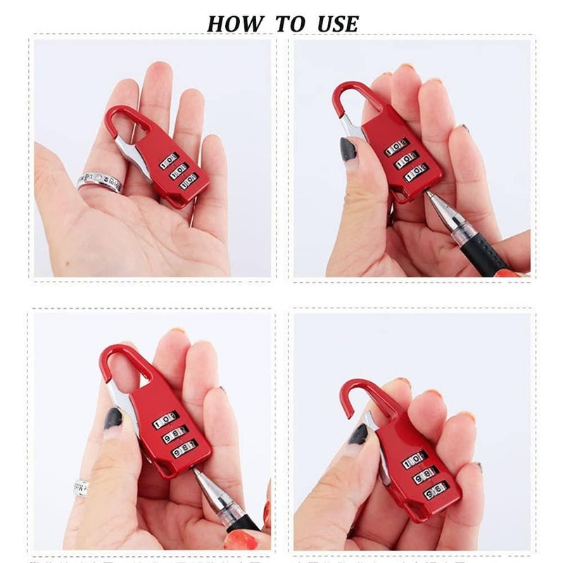 Mini Locks - A Set of Small Secure Combination Locks for Luggage and Backpacks, Adjustable and Reusable with 3-Digit Codes for Added Safety (option 4) - Image 4
