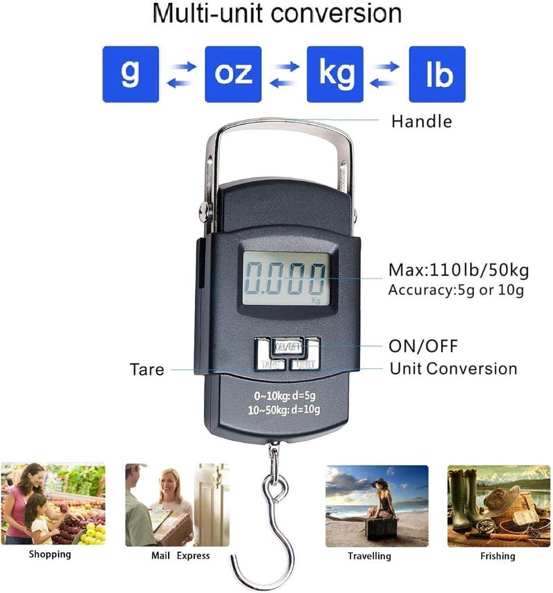 UrbanBite Weight Machine for Luggage 50kg Weighing Scale Electronic Portable Digital LED Screen Luggage Weight Scale for Home Shop Traveling Suitcase Cylinder Hanging Scale machine With Free Batteries - Image 2