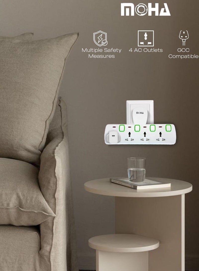 Moha 4-Outlet Power Extension Adapter (UK Plug Type) – Compact 4-in-1 Multi-Plug Wall Extender for Kitchen, Bedroom, Office, Travel – Universal Socket Compatibility - Image 5