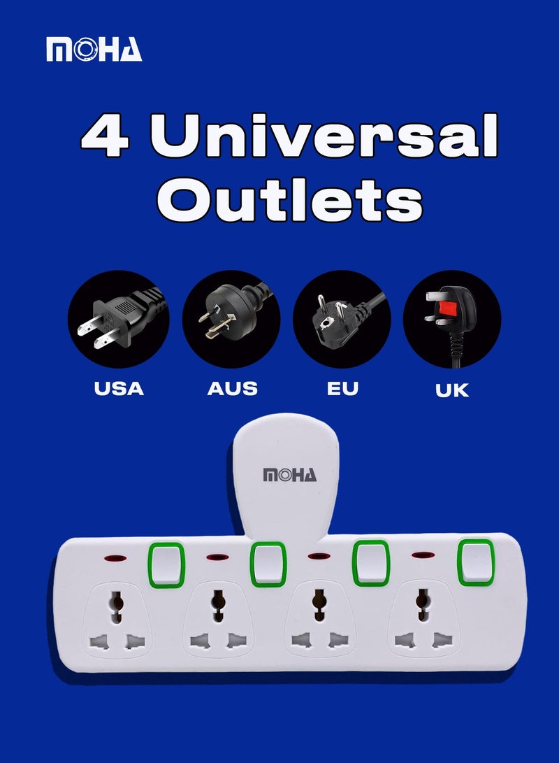 Moha 4-Outlet Power Extension Adapter (UK Plug Type) – Compact 4-in-1 Multi-Plug Wall Extender for Kitchen, Bedroom, Office, Travel – Universal Socket Compatibility - Image 2