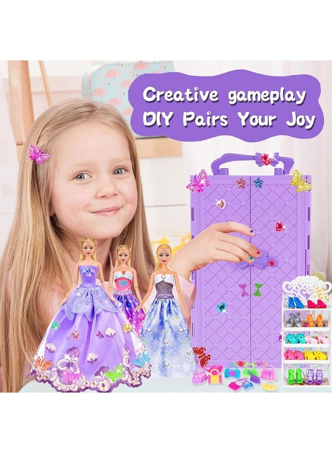 ibayda 91pcs 115 Inch Girl Doll with Clothes Accessories and Closet Princess Gowns Fashion Dresses Outfits Swimsuits Shoes Hangers Dress Up Toys for Girls Kids Toddlers Doll Included - Image 3
