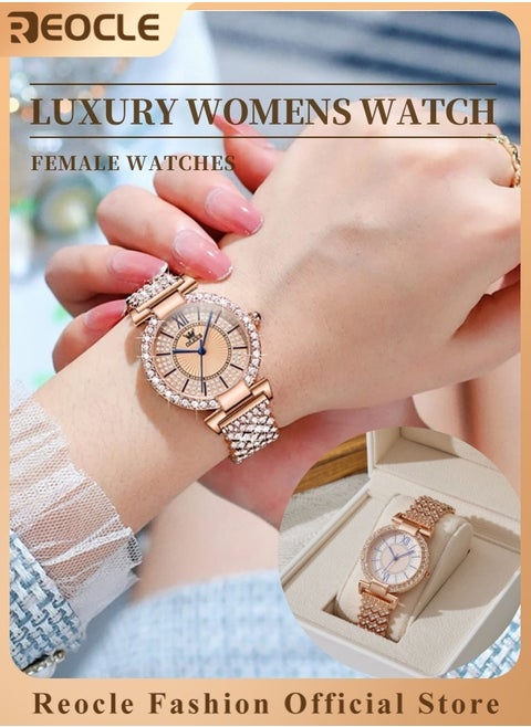 Women's Luxury Wrist Watch Fashion Giltter Sparkle Bling Designed Quartz Precision with Roman Digital Dia for Women