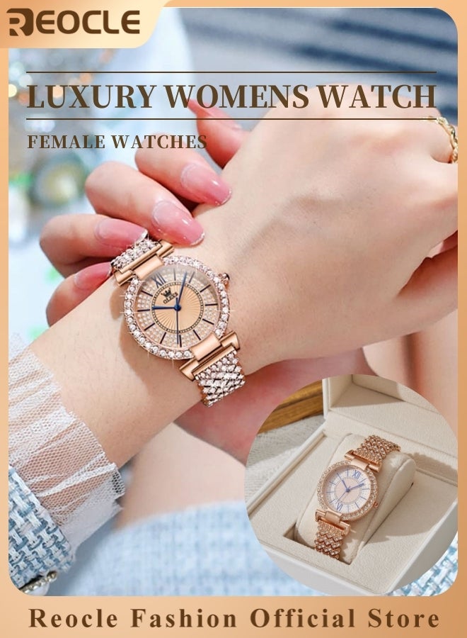 REOCLE Women's Luxury Wrist Watch Fashion Giltter Sparkle Bling Designed Quartz Precision with Roman Digital Dia for Women  - Image 1