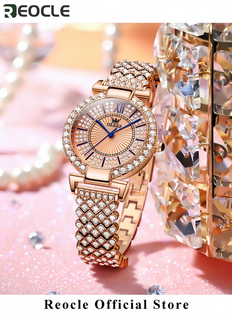 REOCLE Women's Luxury Wrist Watch Fashion Giltter Sparkle Bling Designed Quartz Precision with Roman Digital Dia for Women  - Image 3