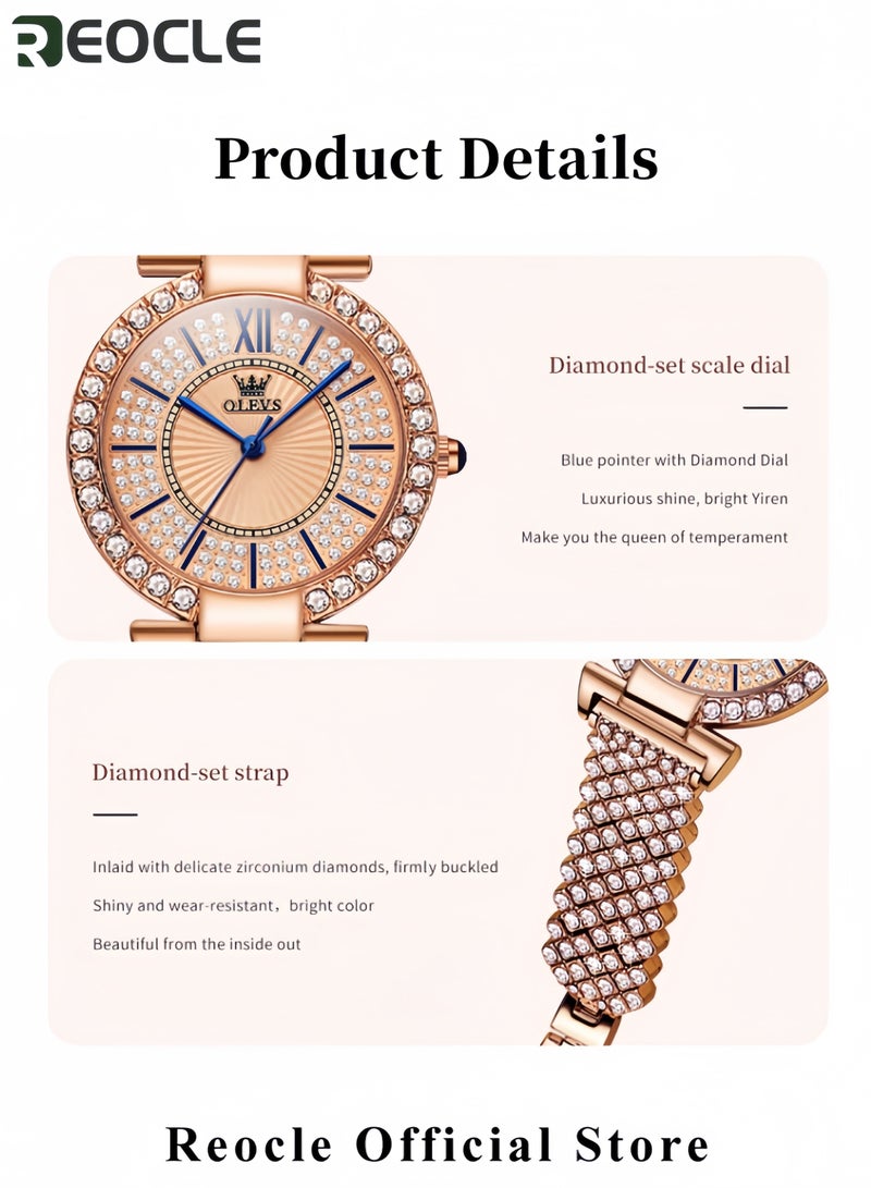 REOCLE Women's Luxury Wrist Watch Fashion Giltter Sparkle Bling Designed Quartz Precision with Roman Digital Dia for Women  - Image 5