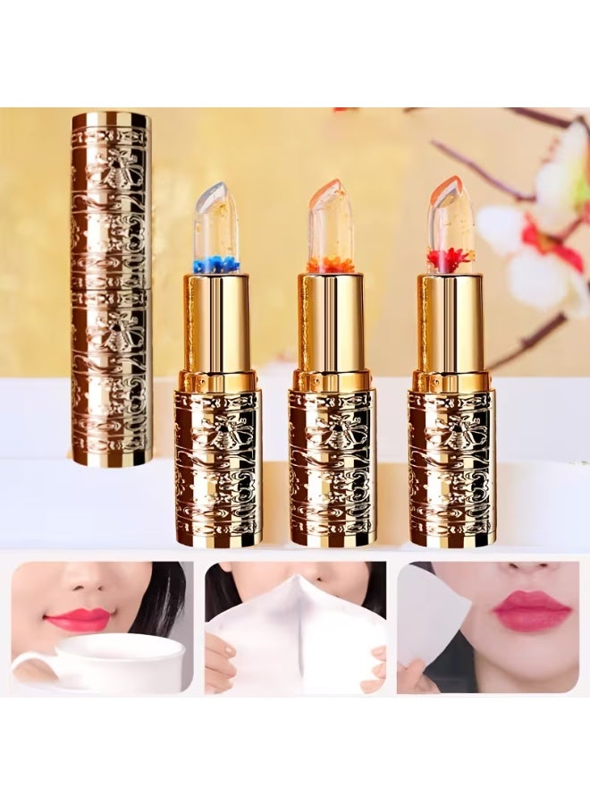 LANGMANNI 3-Piece Flower-Shaped Gel Lipstick - Temperature-Sensitive Color Changing, Moisturizing and Non-Sticky, 3 Shades, Hydrating and Fade-Resistan - Image 1
