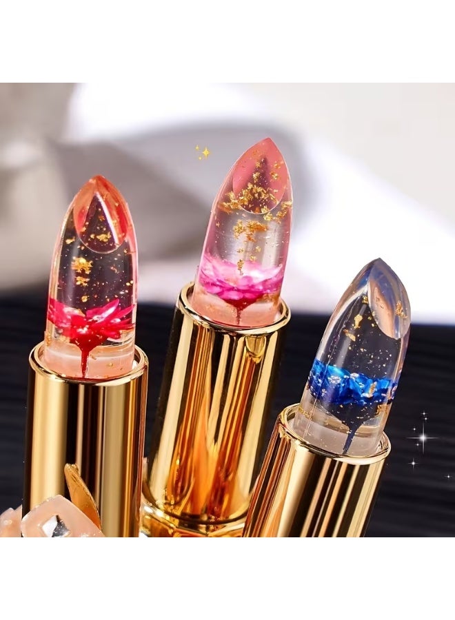 LANGMANNI 3-Piece Flower-Shaped Gel Lipstick - Temperature-Sensitive Color Changing, Moisturizing and Non-Sticky, 3 Shades, Hydrating and Fade-Resistan - Image 5