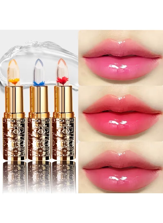 LANGMANNI 3-Piece Flower-Shaped Gel Lipstick - Temperature-Sensitive Color Changing, Moisturizing and Non-Sticky, 3 Shades, Hydrating and Fade-Resistan - Image 4