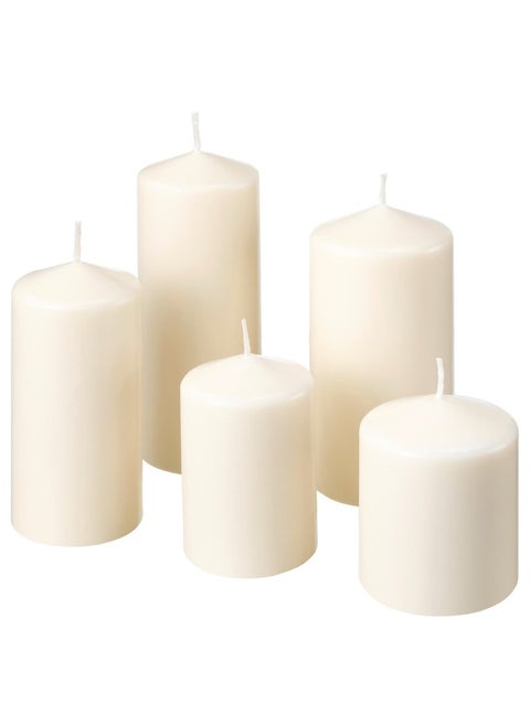 Unscented Block Candle Set, Natural, 5-Pack, Various Sizes