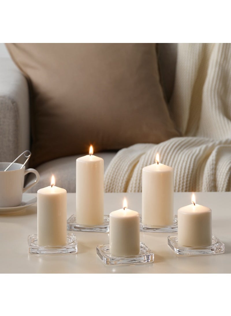Unscented Block Candle Set, Natural, 5-Pack, Various Sizes