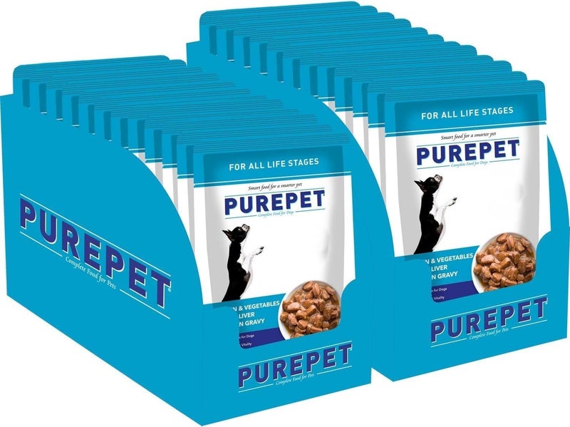 PUREPET طعام الكلاب البالغين الرطب من بيوربيت دجاج وخضروات 1.68 كجم (24x70 جرام) عبوة من 24 - Image 1