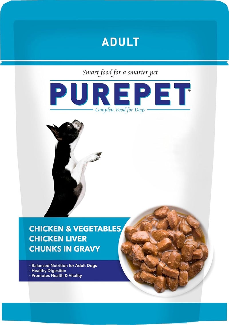 PUREPET طعام الكلاب البالغين الرطب من بيوربيت دجاج وخضروات 1.68 كجم (24x70 جرام) عبوة من 24 - Image 2