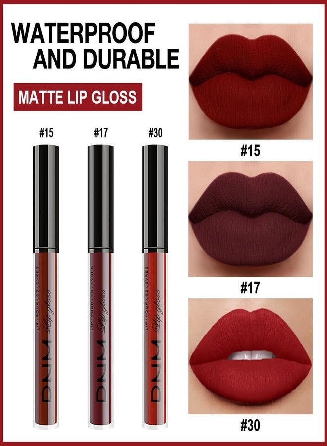 AMY'S DIARY Dark Red Deep Red Oxblood Red Matte Liquid Lipstick 3Pcs Lip Stain Sets for Women Matte+Lipstick Long Lasting Permanent 24 hr Hours Magic Lipstick 24 Hours original Waterproof 26 - Image 2