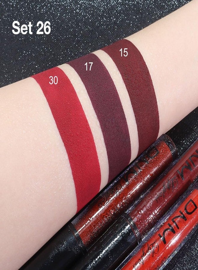 AMY'S DIARY Dark Red Deep Red Oxblood Red Matte Liquid Lipstick 3Pcs Lip Stain Sets for Women Matte+Lipstick Long Lasting Permanent 24 hr Hours Magic Lipstick 24 Hours original Waterproof 26 - Image 4