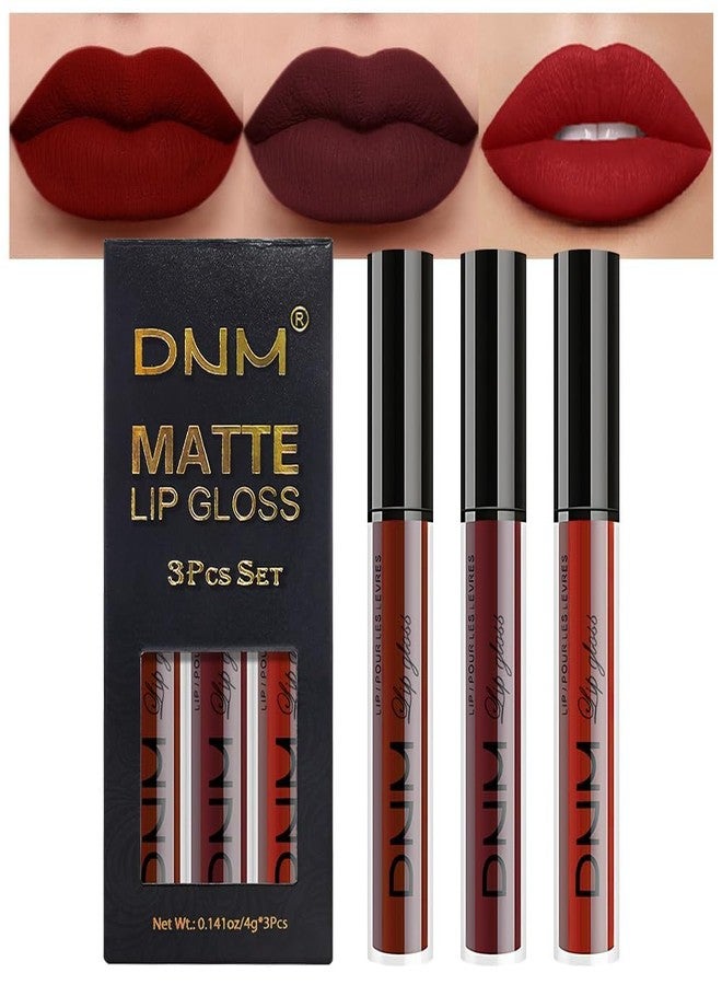 AMY'S DIARY Dark Red Deep Red Oxblood Red Matte Liquid Lipstick 3Pcs Lip Stain Sets for Women Matte+Lipstick Long Lasting Permanent 24 hr Hours Magic Lipstick 24 Hours original Waterproof 26 - Image 1
