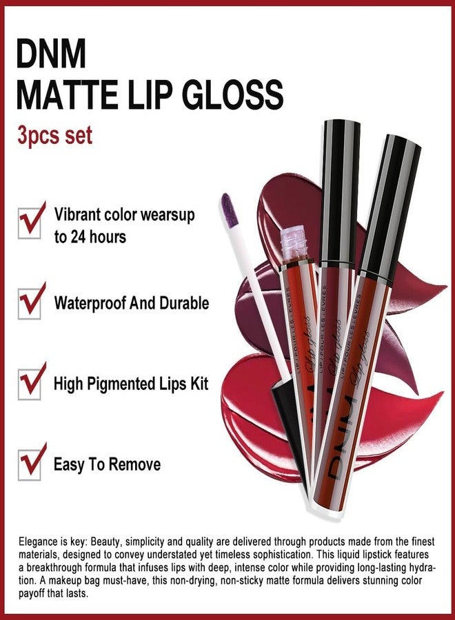 AMY'S DIARY Dark Red Deep Red Oxblood Red Matte Liquid Lipstick 3Pcs Lip Stain Sets for Women Matte+Lipstick Long Lasting Permanent 24 hr Hours Magic Lipstick 24 Hours original Waterproof 26 - Image 5