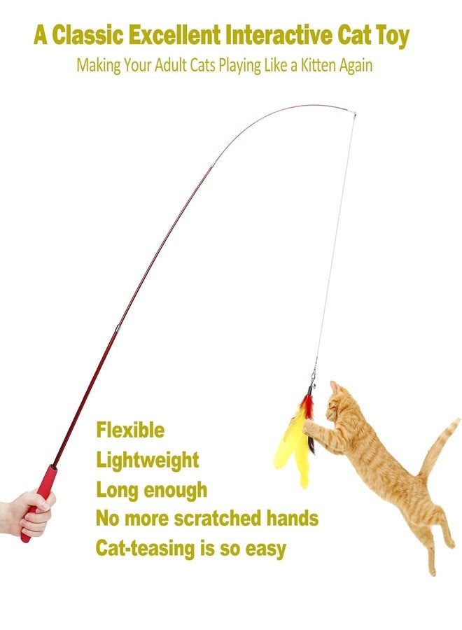 S SMITEX Cat Feather Toys Cat Teaser Wand Toy with 2 Retractable Teaser Wand,5 Bird Feather Teaser Toy,4 Worm Teaser Cat Toy Interactive Cat Toy Wand Kitten Toys for Indoor Cats - Image 2