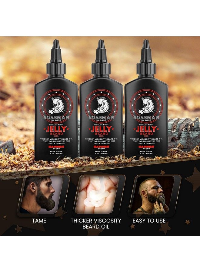 bossman Beard Oil 4Oz Thicker Consistency Jelly Made In Usa Longer Lasting Bigger Bottle Natural Ingredients Non Greasy 3 Pack (Hammer) - Image 5