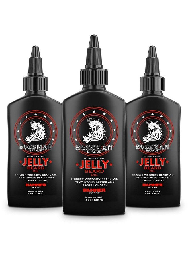 bossman Beard Oil 4Oz Thicker Consistency Jelly Made In Usa Longer Lasting Bigger Bottle Natural Ingredients Non Greasy 3 Pack (Hammer) - Image 2