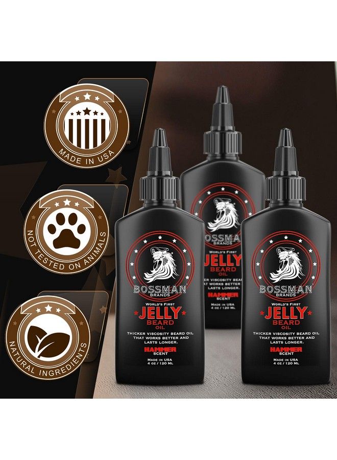 bossman Beard Oil 4Oz Thicker Consistency Jelly Made In Usa Longer Lasting Bigger Bottle Natural Ingredients Non Greasy 3 Pack (Hammer) - Image 4