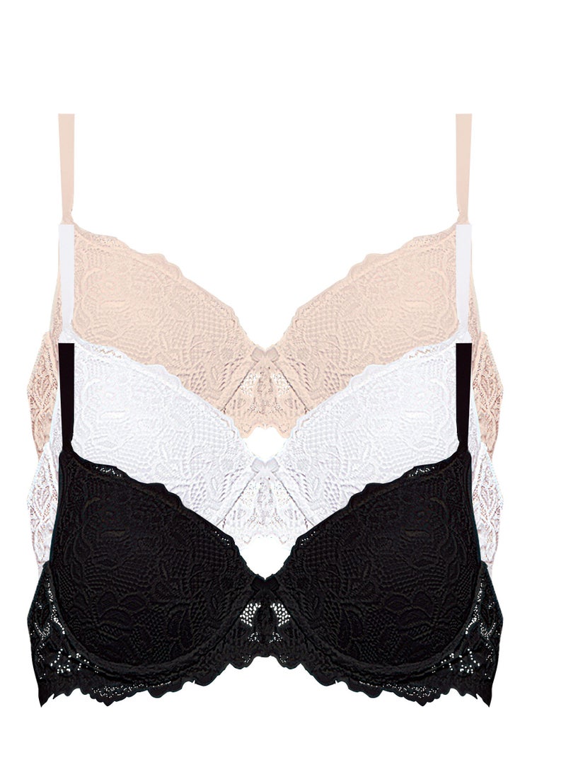 Dadoush Bra Women's Lined with lace Embroidery Distinctive Transparent Back Strap Bush Up Strap For Women With Elegant Design - Image 2