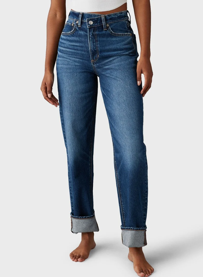 American Eagle High Rise Baggy Straight Jeans