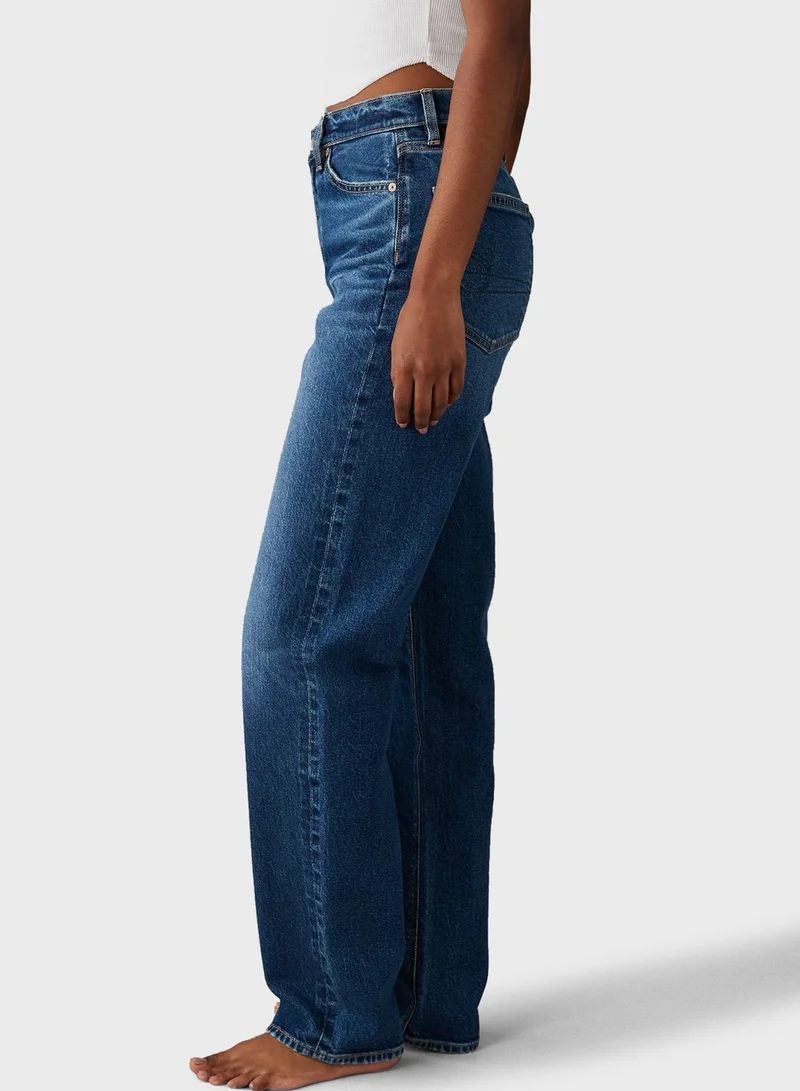 American Eagle High Rise Baggy Straight Jeans
