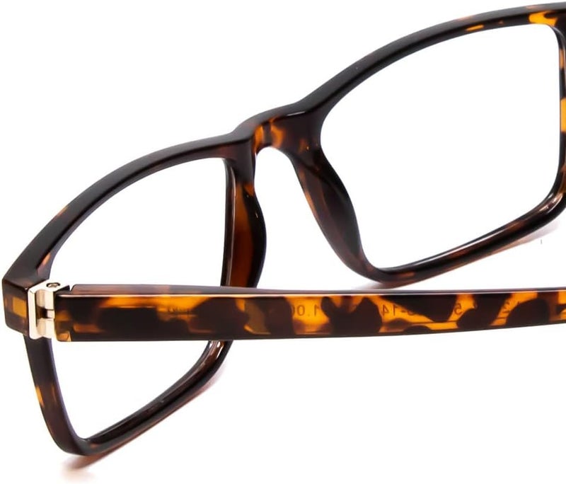 Calabria L2007 Full Rim Reading Glasses [Tortoise Havana/0.25 Lenses] Rectangular Eyeglasses for Men & Women | Trendy Modern Eyewear for Fashion, Reading, Travel | Vision Reading Glasses - Image 5