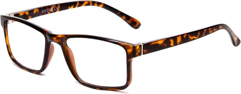 Calabria L2007 Full Rim Reading Glasses [Tortoise Havana/0.25 Lenses] Rectangular Eyeglasses for Men & Women | Trendy Modern Eyewear for Fashion, Reading, Travel | Vision Reading Glasses - Image 1