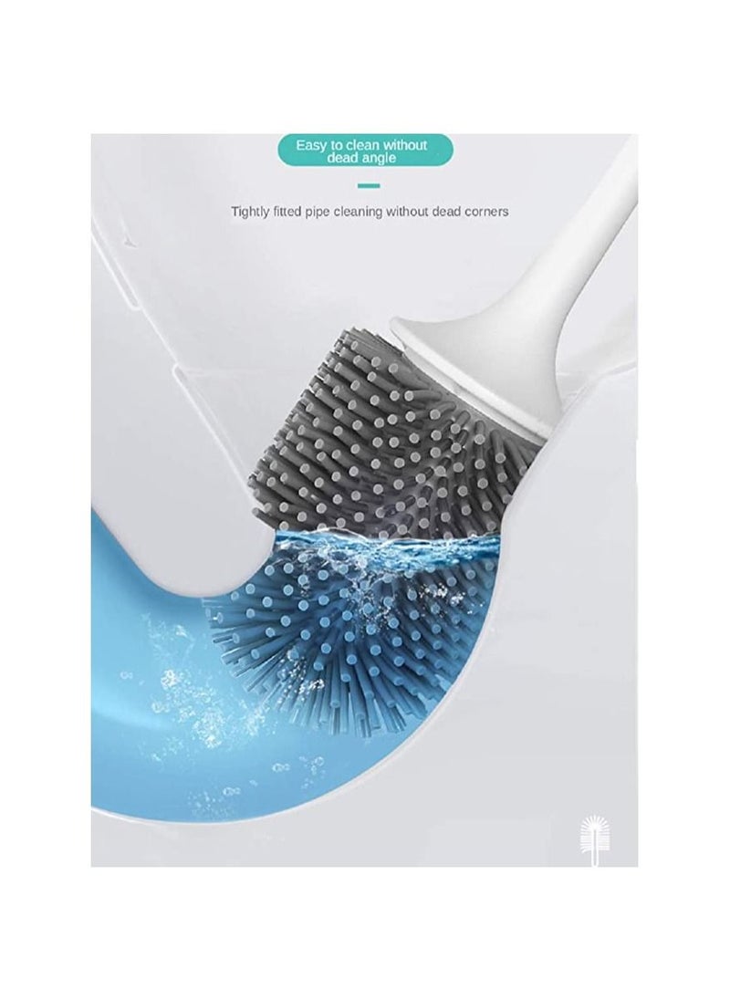 Spaceshoop Toilet Brush and Holder Set Silicone Bristles Household Wall Mounted Shelf Squat Bathroom Cleaning Bowl Brush Kit 120X92.5X432mm  - Image 3