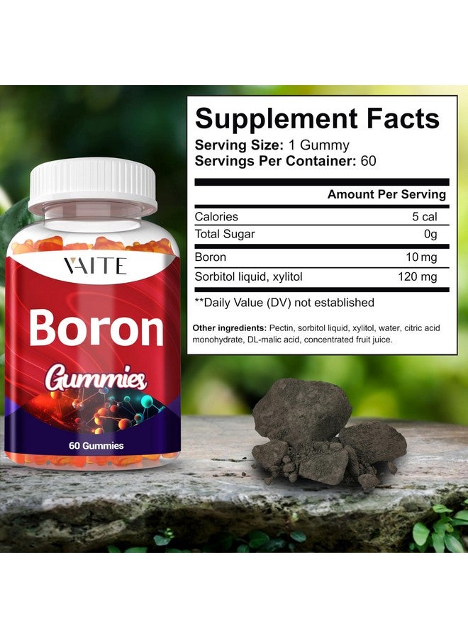 VAITE Boron Supplement for Men & Women - 10mg Gummies - Vegan, Non-GMO, Gluten-Free - Supports Bone Strength, Joint Flexibility & Immune System - Essential Mineral for Bone Density - 60 Chewables - Image 3