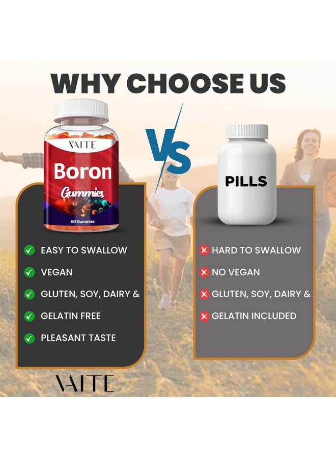VAITE Boron Supplement for Men & Women - 10mg Gummies - Vegan, Non-GMO, Gluten-Free - Supports Bone Strength, Joint Flexibility & Immune System - Essential Mineral for Bone Density - 60 Chewables - Image 5
