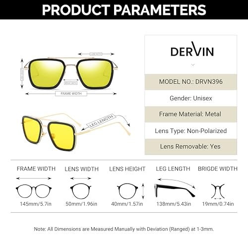Dervin Unisex Square Sunglasses (Gold-Yellow, Medium) - Pack Of 1 - Image 4