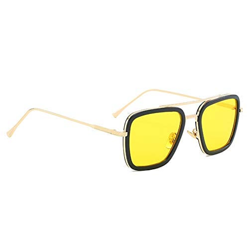 Dervin Unisex Square Sunglasses (Gold-Yellow, Medium) - Pack Of 1 - Image 1
