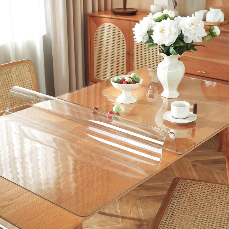 OstepDecor Clear Table Protector 24 x 36 Inch, 1.5mm Thick Plastic Table Cover, Waterproof PVC Clear Table Cover Protector, Desk Protector Mat, Writing Desk Pad for Desktop, Coffee & Dining Room Table - Image 2