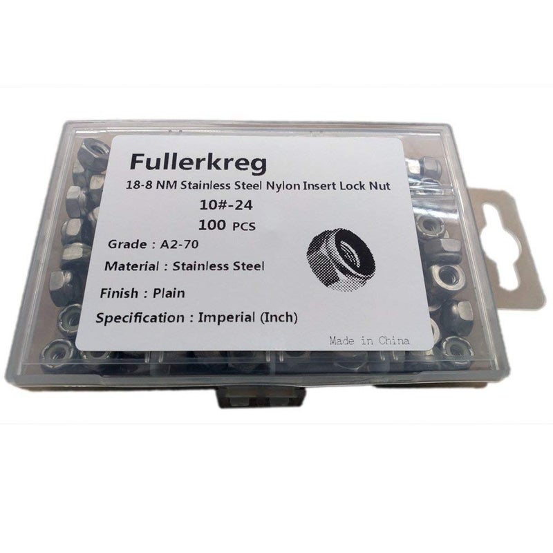 Fullerkreg #10-24 Hexagon Nylon Locking Nuts (100 Pack) - A2 Stainless Steel - - Image 5