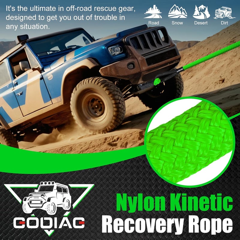 GODIAG 30 ft Kinetic Tow Rope with Storage Bag - Image 2
