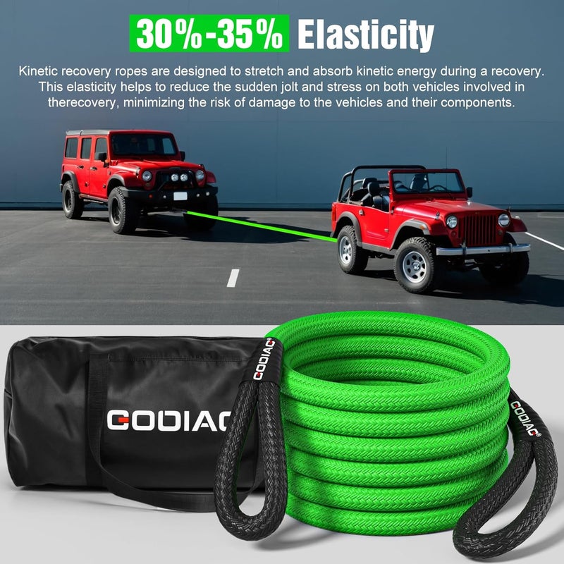 GODIAG 30 ft Kinetic Tow Rope with Storage Bag - Image 5