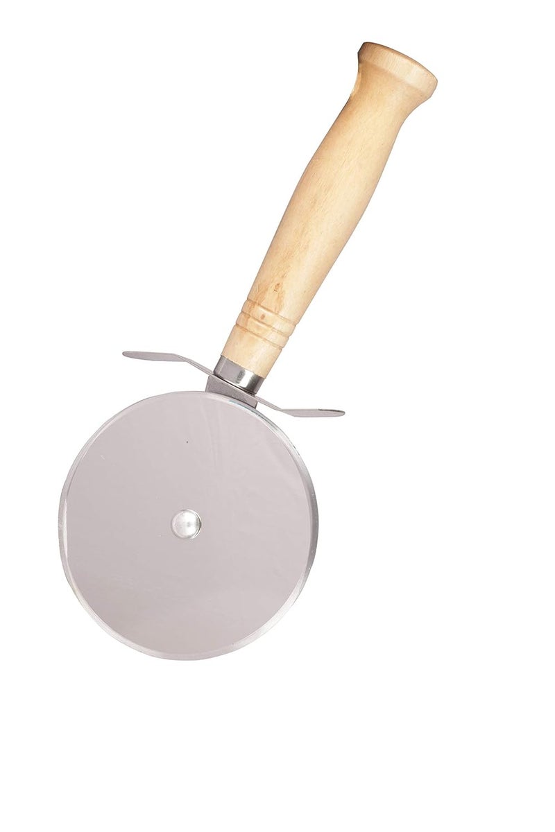 CherryBox Pizza Cutter with Wooden Handle Stainless Steel Big Size Wheel Pizza Cutter 8 cm - Image 3