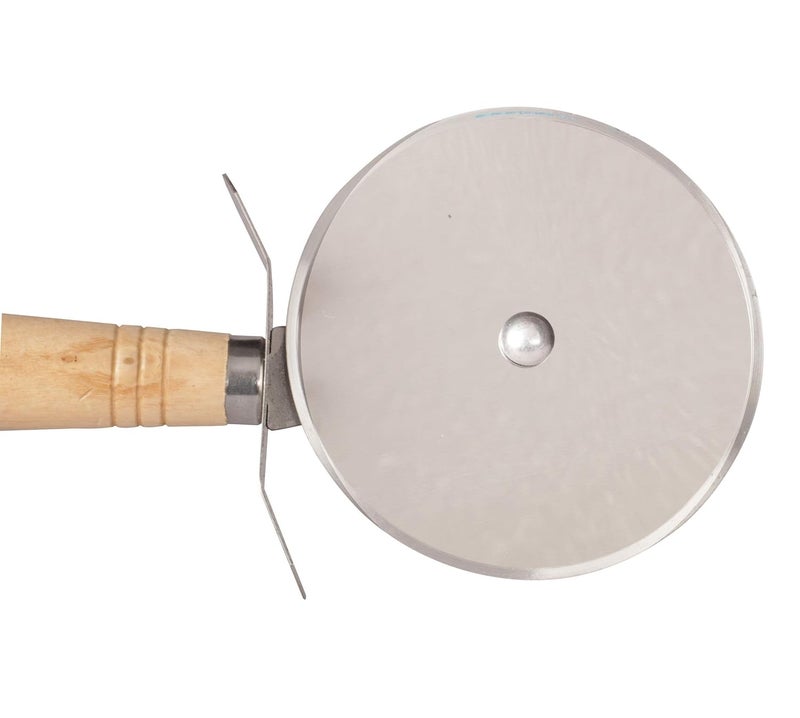 CherryBox Pizza Cutter with Wooden Handle Stainless Steel Big Size Wheel Pizza Cutter 8 cm - Image 4